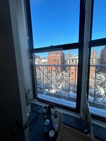 a view of stairs with wooden floor