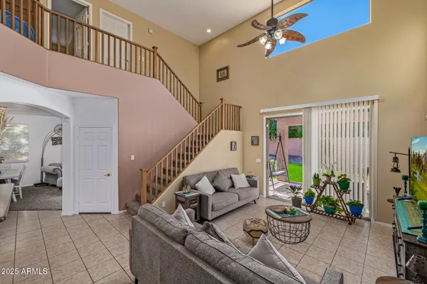 a living room with furniture