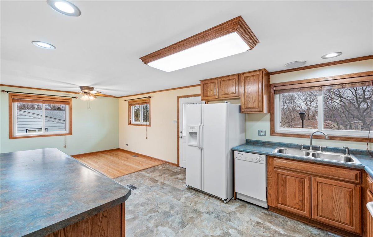 313 Springinsguth Road Schaumburg, IL 60193 - Photo 11 of 39 a kitchen that has a sink a refrigerator and window