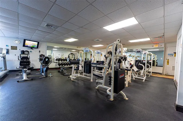 a view of a room with gym equipment
