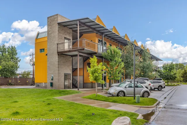 front view of a building and a street