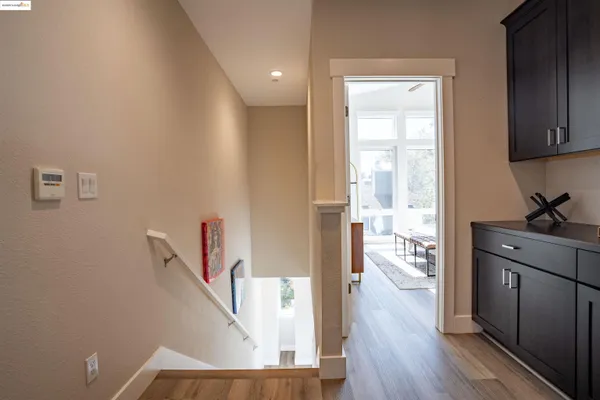 a view of a kitchen from the hallway