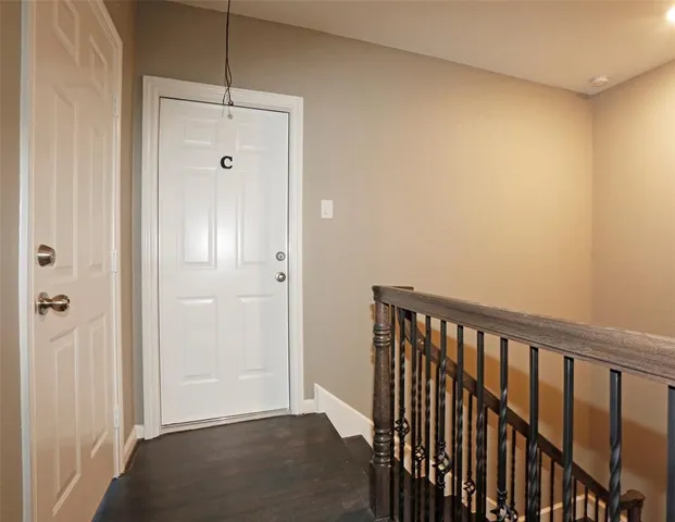 a view of a hallway with closet area
