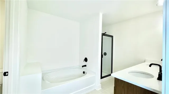 a bathroom with a bathtub