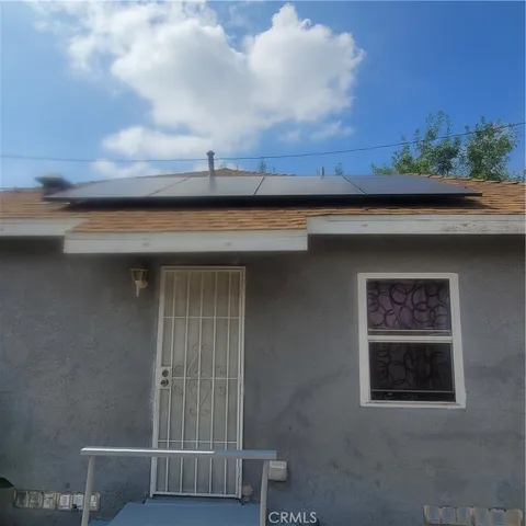 a view of a hallway with storage