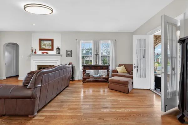 a living room with furniture and a couch