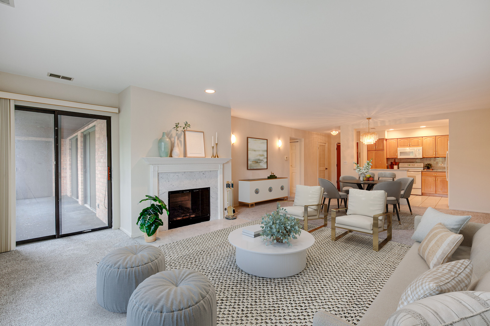 1088 Shermer Road, Unit 307 Northbrook, IL 60062 - Photo 15 of 35 a living room with furniture and a fireplace