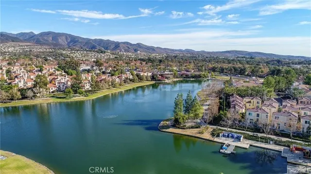 a view of a lake with a house