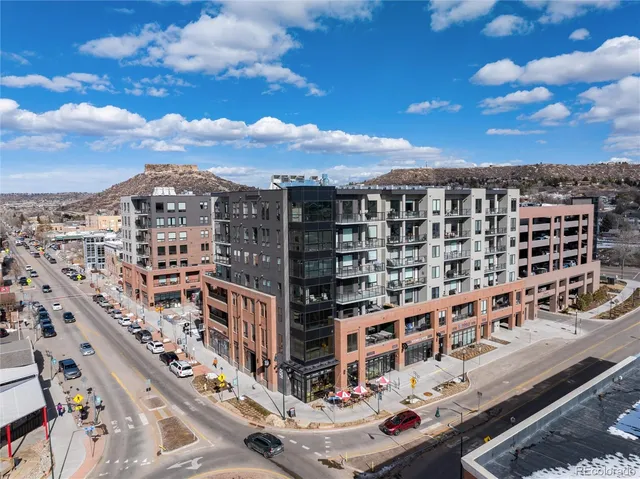 a view of a city with tall buildings