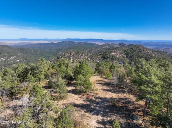 a view of a mountain range with lush green forest