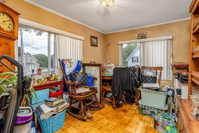 a room with musical instruments and air hockey table