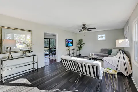 a living room with furniture