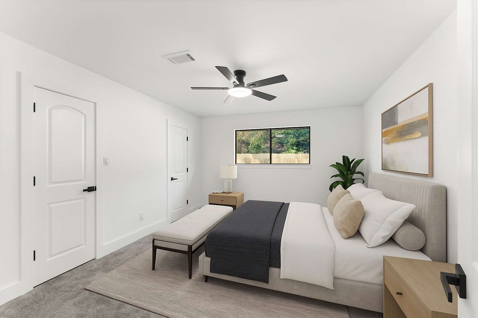 29514 Loddington Street Spring, TX 77386 - Photo 20 of 38 a bedroom with a bed and a chandelier