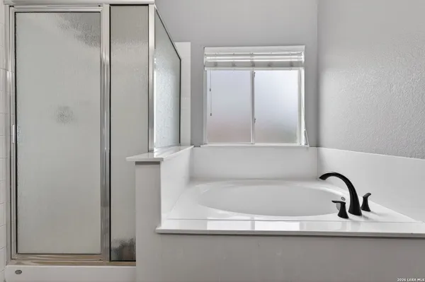 a bathroom with a bathtub