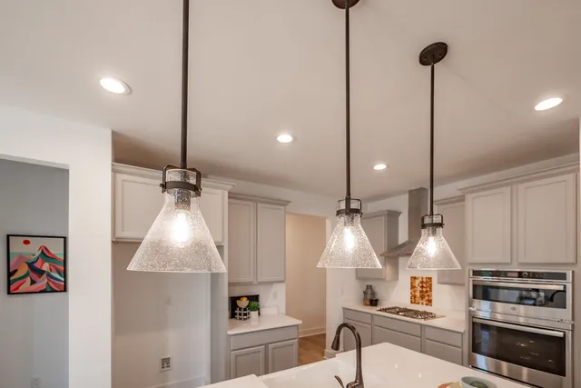 a kitchen with stainless steel appliances kitchen island a island in the center and wooden floors