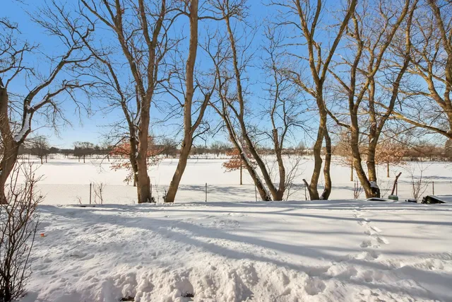 a view of yard covered with snow