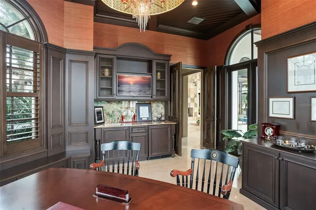 a view of a garden with a tree