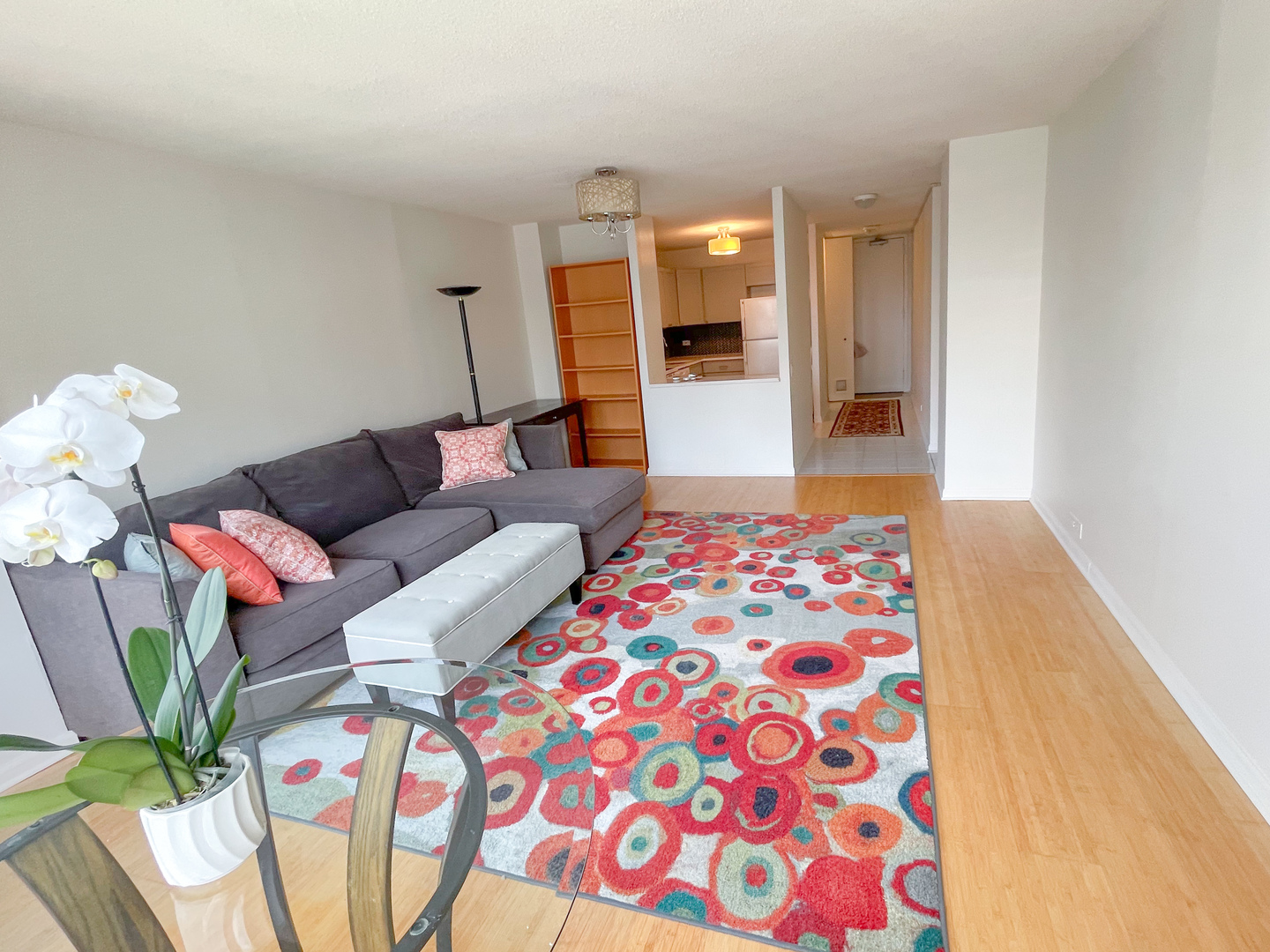 405 North Wabash Avenue, Unit 1410 Chicago, IL 60611 - Photo 6 of 18 a living room with furniture and a rug