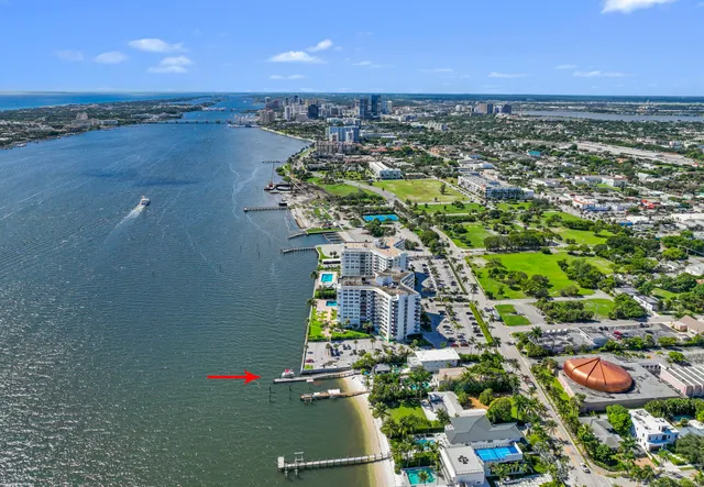 a view of a lake with a city