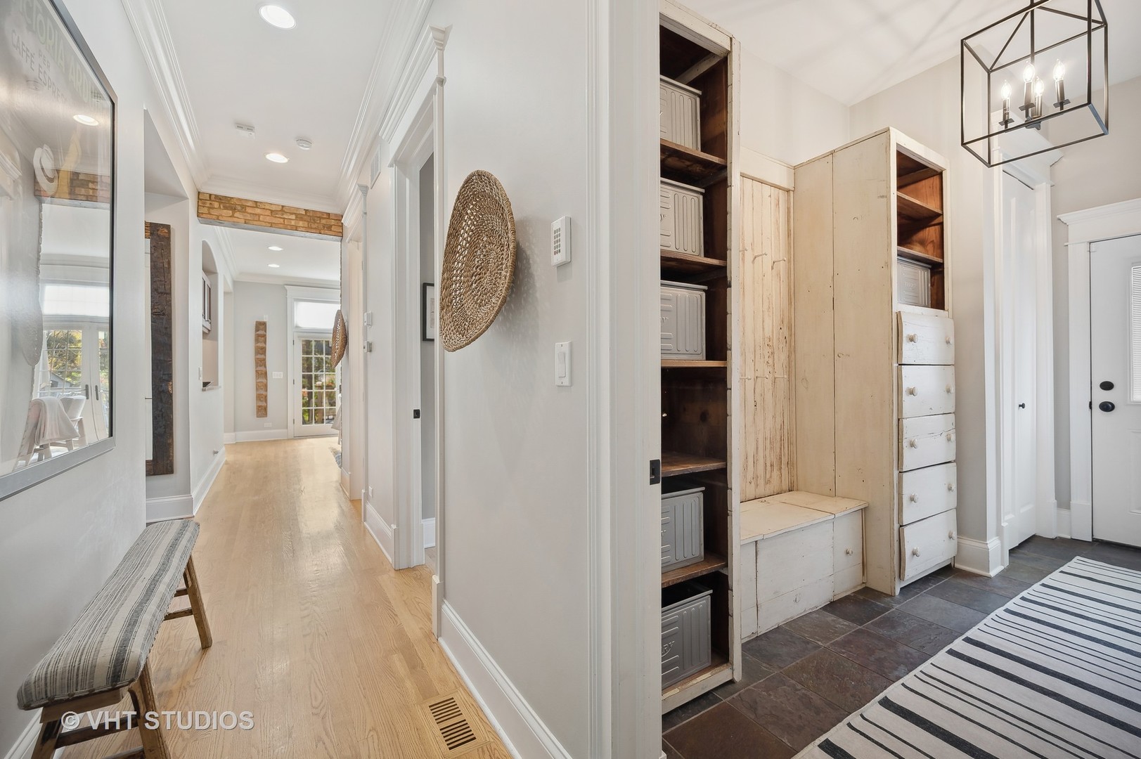 907 Queens Lane Glenview, IL 60025 - Photo 18 of 39 a view of hallway with shower and wooden floor