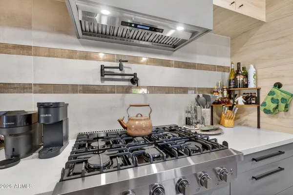 a kitchen with lots of counter top space