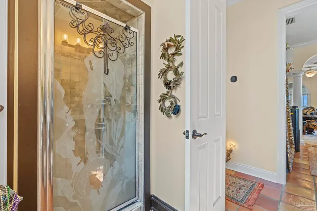 a bathroom with a shower