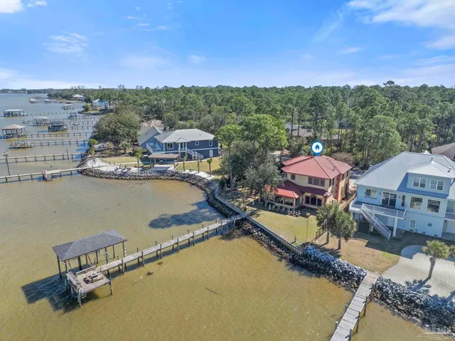 a view of a lake with a city