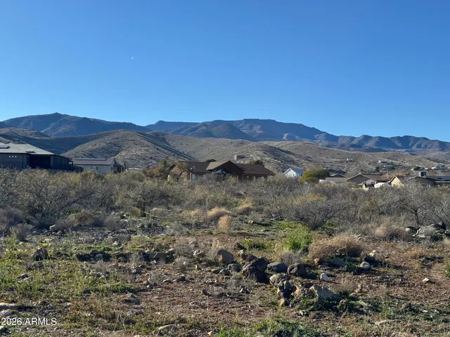 a view of a lush green hillside and a houses