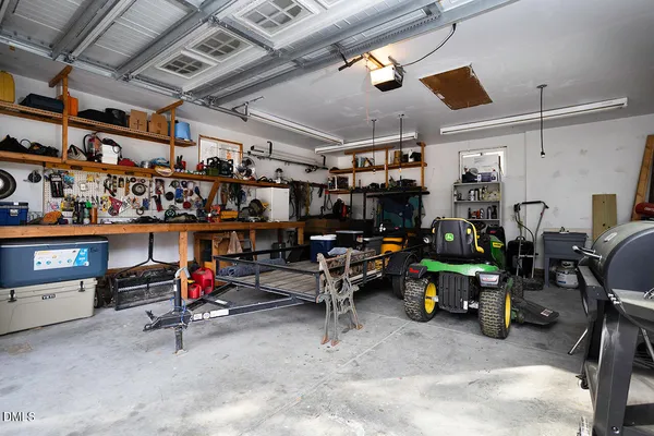 a view of a storage room with racks