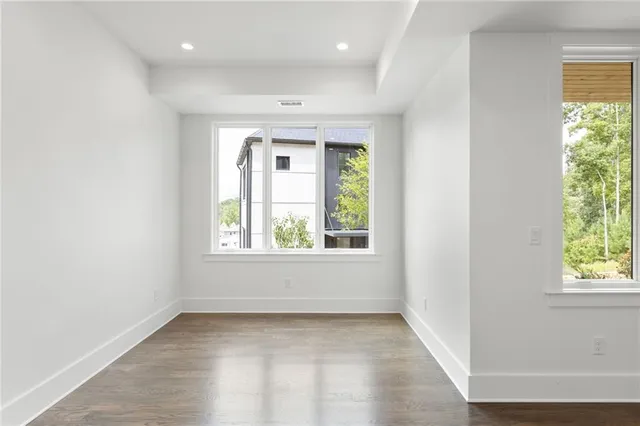 an empty room with windows