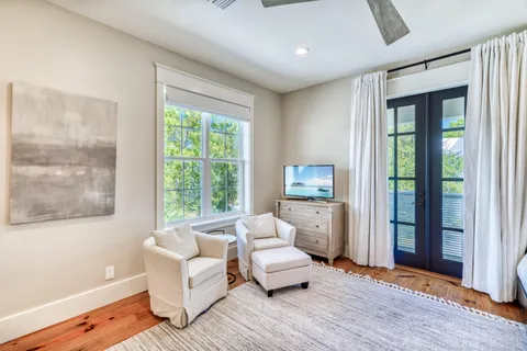 a view of a balcony with plants