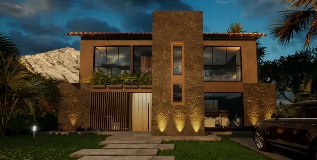 a front view of a house with garden