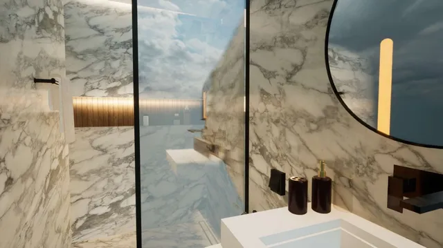 a view of a backyard with table and chairs potted plants and wooden fence