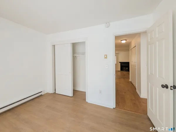 an empty room with closet