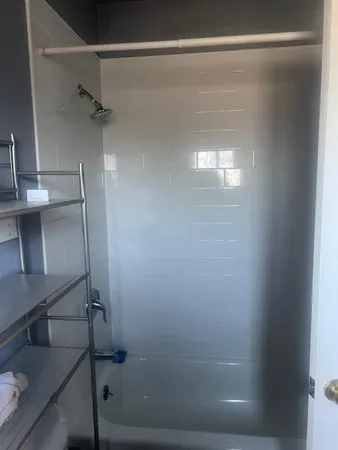 a bathroom with a shower