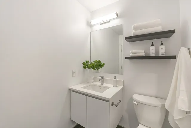 a bathroom with a sink toilet and vanity