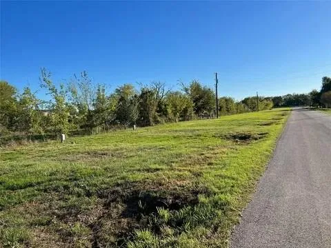 a view of a field with an trees