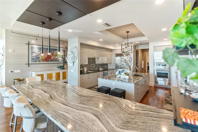 a city view with tall buildings