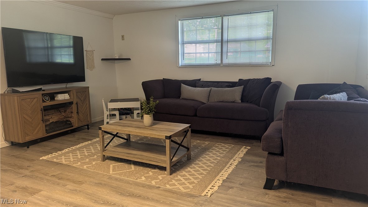 290 Leatherman Road Wadsworth, OH 44281 - Photo 24 of 43 Living area with LVT wood finished floors and crown molding