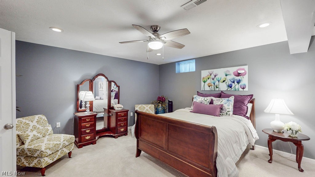36845 Aberdeen Lane Solon, OH 44139 - Photo 18 of 24 Bedroom in lower level featuring carpet flooring, a ceiling fan, and recessed lighting