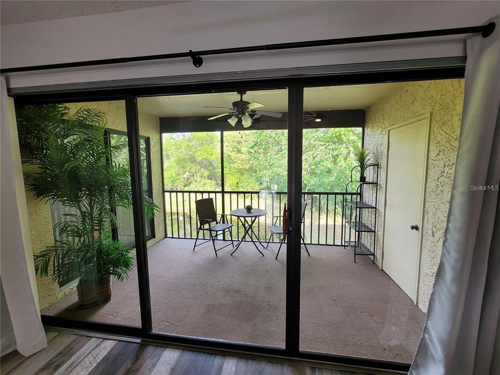1801 East Lake Road South, Unit 15E Palm Harbor, FL 34685 - Photo 17 of 24 a view of a porch with chairs