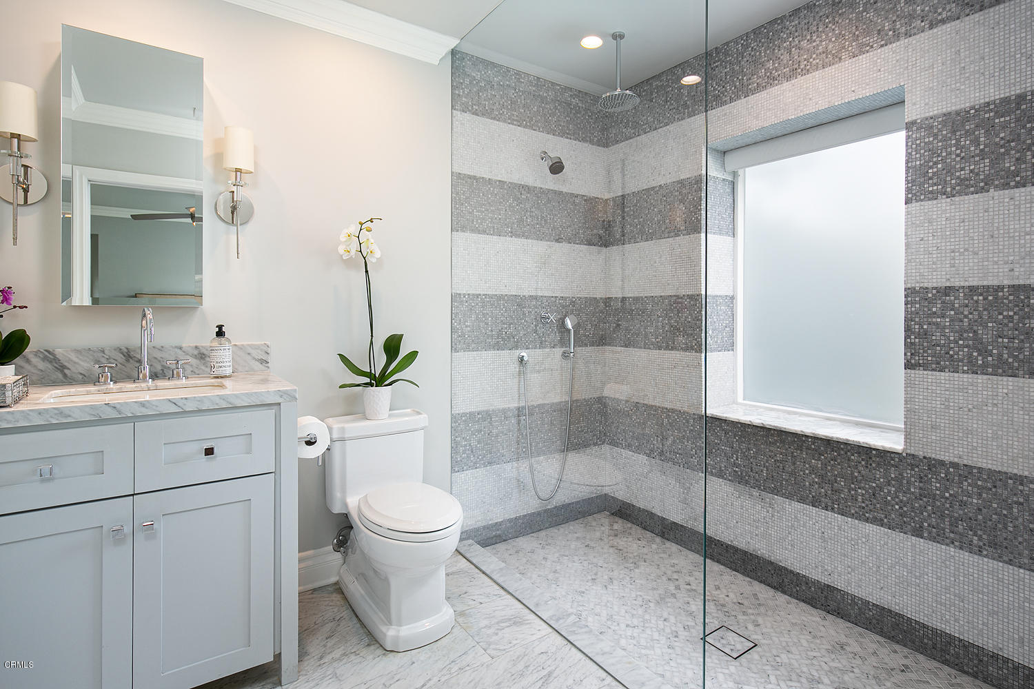 2286 Galbreth Road Pasadena, CA 91104 - Photo 16 of 25 a bathroom with a granite countertop sink a toilet and shower