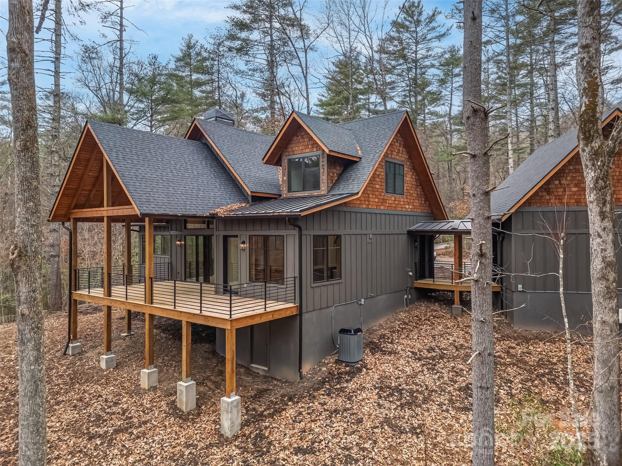 a house with a bench in the patio