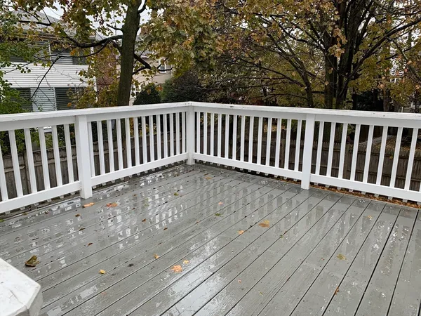 a view of a wooden deck