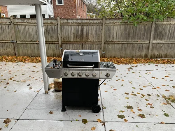 a view of a terrace with a bench