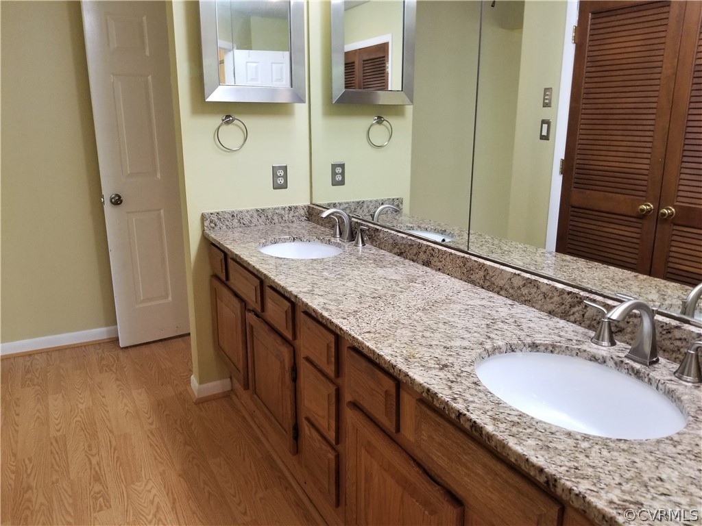 14301 Spring Gate Court Midlothian, VA 23112 - Photo 14 of 30 a bathroom with a granite countertop sink and a mirror
