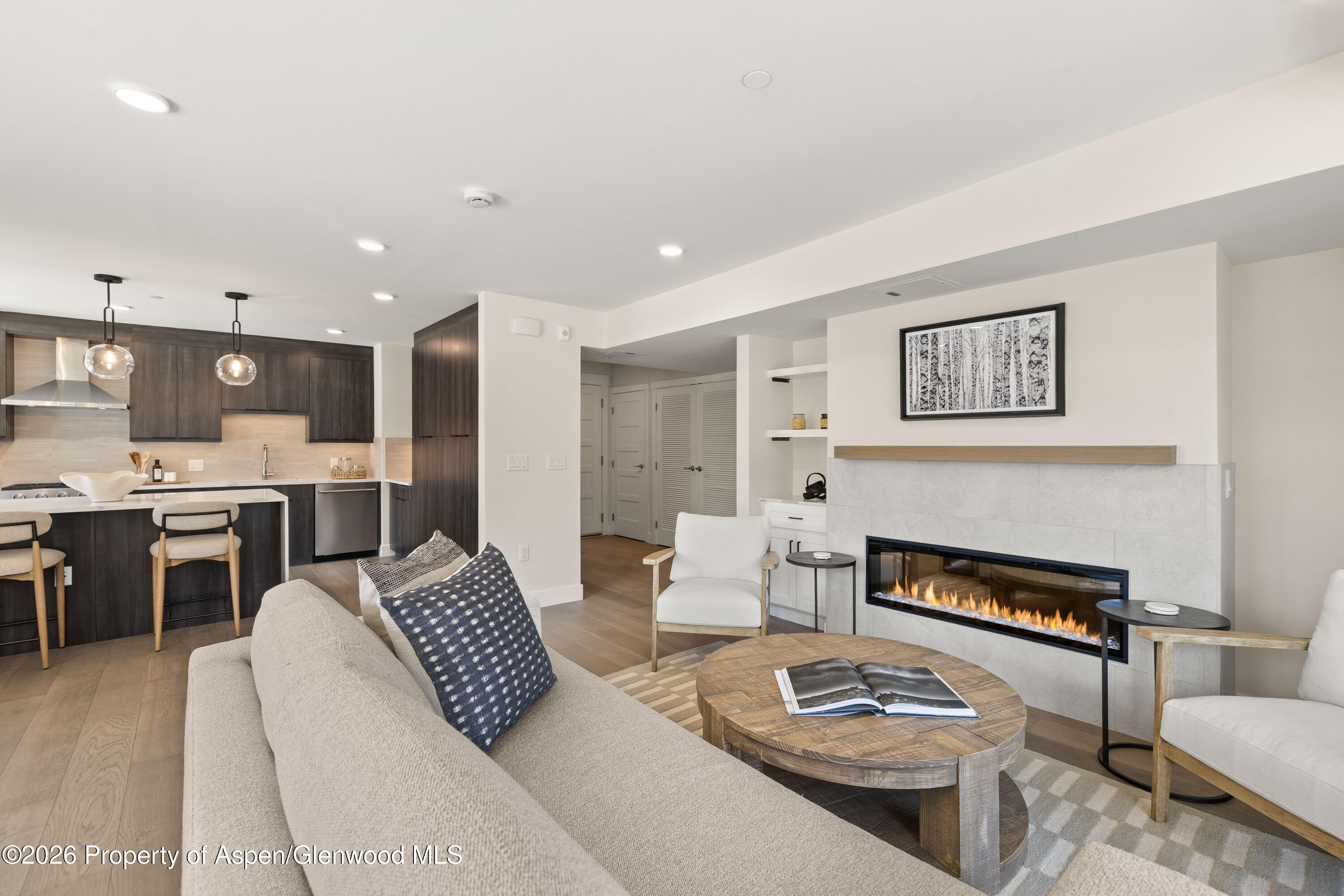85 Kodiak Drive, Unit 304 Basalt, CO 81621 - Photo 20 of 21 a living room with furniture and a fireplace