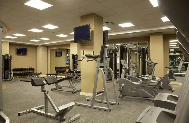 a view of a room with gym equipment
