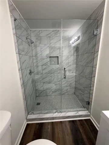 a bathroom with a shower