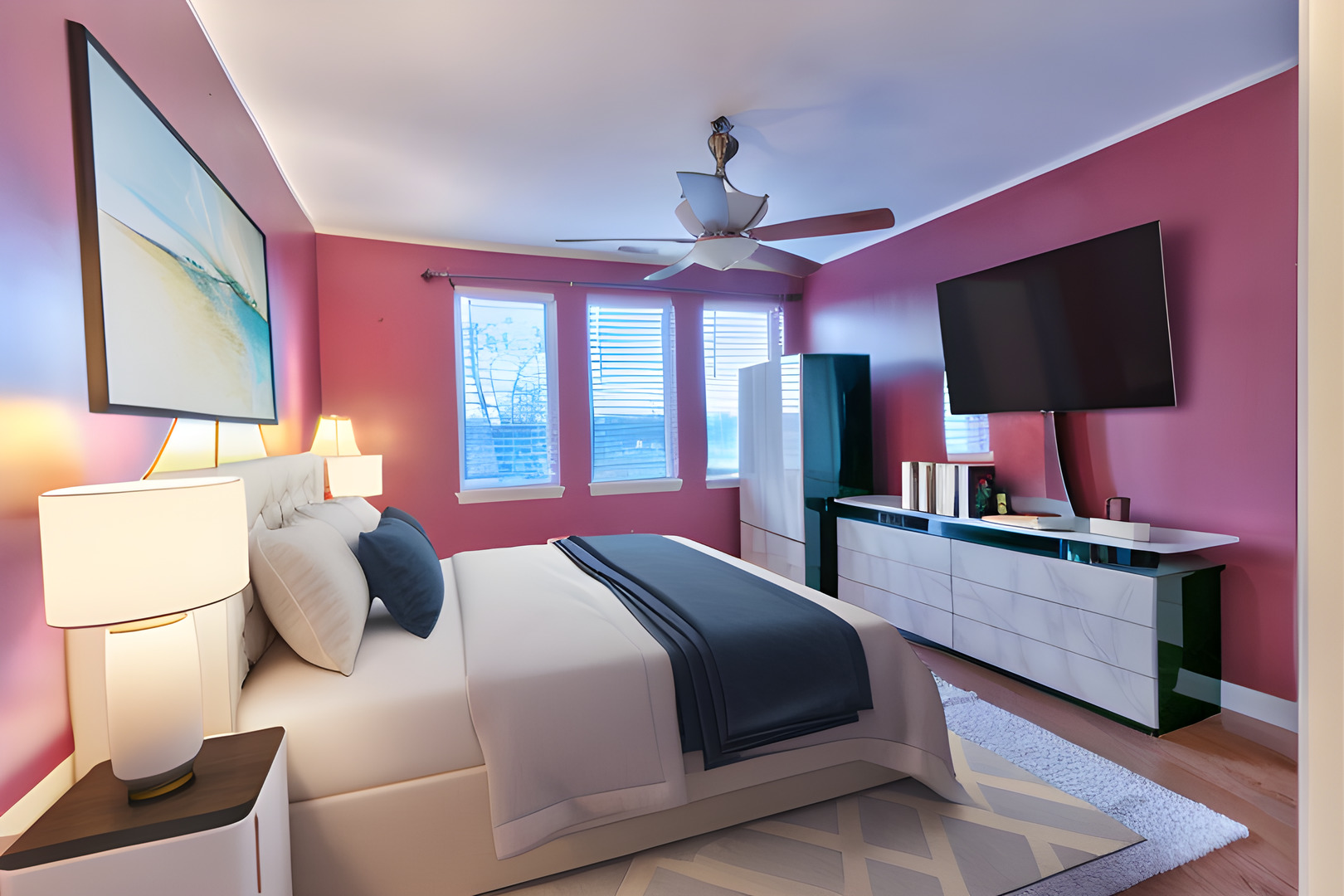 7746 North Sheridan Road, Unit 2L Chicago, IL 60626 - Photo 13 of 22 a bedroom with a bed and a flat screen tv